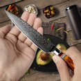 thumbnail image 4 of FANTECK Utility Knife 6 Inch, Japanese Damascus Kitchen Petty Knife, VG10 67 Layer Pro Razor Sharp Cutting Fruit Carving Chef’s Paring Knives with Sheath& Gift box, Ergonomic Pakkawood Handle, 4 of 8