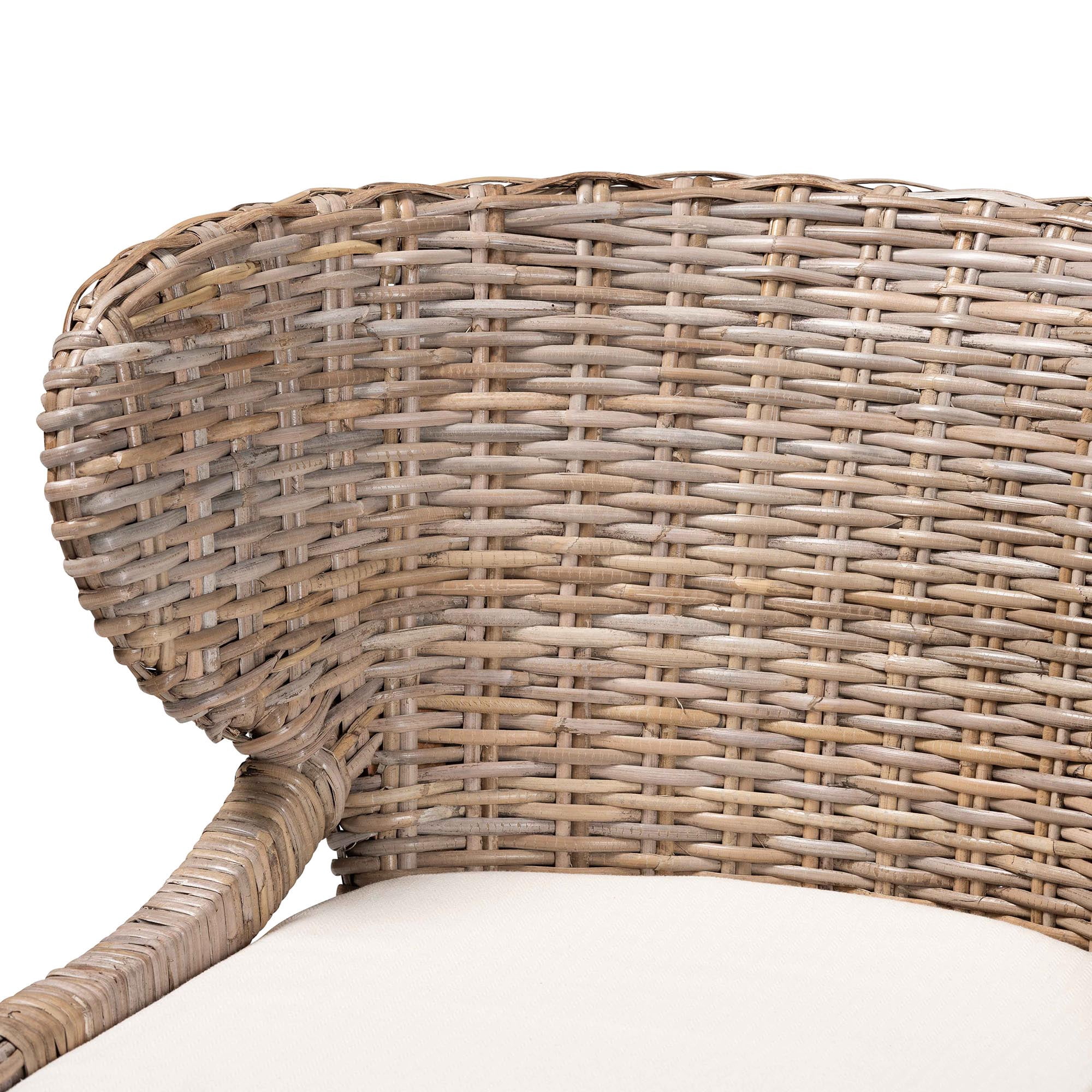 bali & pari Niesha Boho Dining Chair, Handwoven Natural Kubu Rattan, Grey