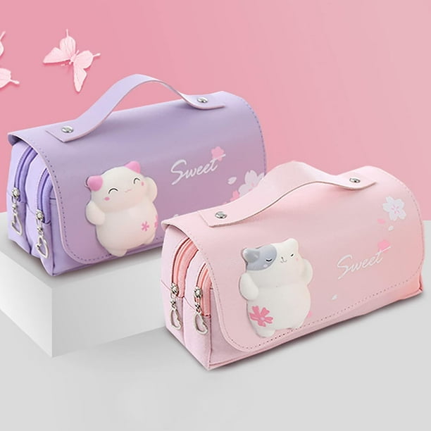 Cute Pencil Case With Squishy Cat Kawaii Pencil Pouch Cute School