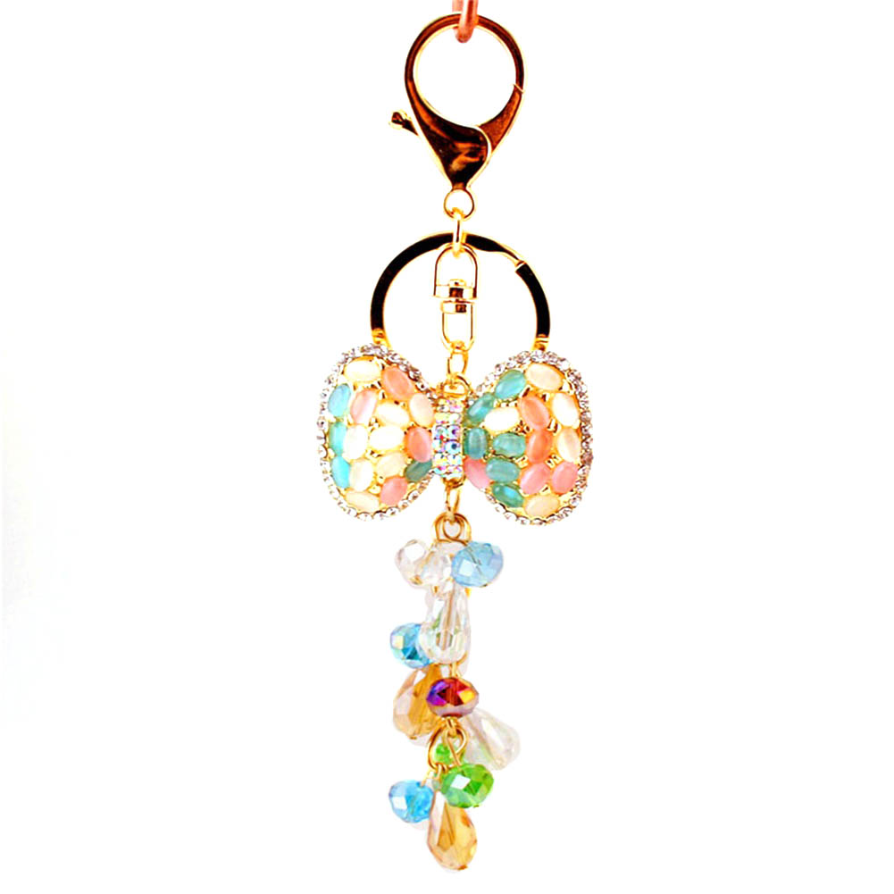 Ejoyous Fashion Bowknot Shape Rhinestone Opal Decoration Alloy Car