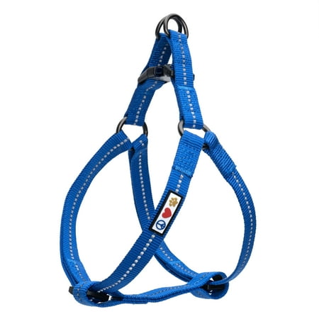 UPC: 0810055080489 | Pawtitas Reflective Dog Harness Recycled – Blue – Medium (M) – Step in Dog Harness Training & Walking