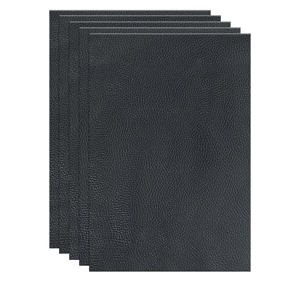 Uxcell 5Pcs Leather Hide, 12x8" Leather Pieces Artificial Cow Leathers for Craft, Dark Tone