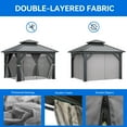 thumbnail image 4 of Dextrus 10x10ft Double Roofed Hardtop Gazebo, Outdoor Heavy Duty Galvanized Steel with Nettings and Curtains, Ideal for Patio, Backyard, Deck, Lawns - Gray, 4 of 5