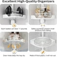 thumbnail image 5 of 360 °   Rotating Corner Shower Caddy Tension Pole Organizer - 4-Tier Adjustable Rustproof Metal Pole, Plastic Shelves with Safety Guardrail, Bathroom Storage for Shower & Bathtub(White), 5 of 8