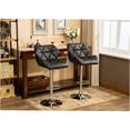 thumbnail image 5 of JERFIT 2-Pack Black PU Leather Adjustable Swivel Bar Stools with Footrest, Hydraulic Lift and Tufted Back, 5 of 10