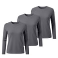 thumbnail image 4 of Women's Solid Color Round Neck T-Shirts 3-Pack, Comfortable Basic Layering Tees, Soft Casual Everyday Tops for Women, Essential Wardrobe Staples Light Ashy XL, 4 of 4