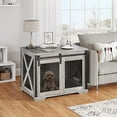 thumbnail image 7 of 37''Wooden Dog Crate Furniture with Sliding Barn Door,Flip Top Furniture Style Dog Crate End Table with Wheels&Removable Divider,41.14"L x 29.33"W x 6.1"H, 7 of 7
