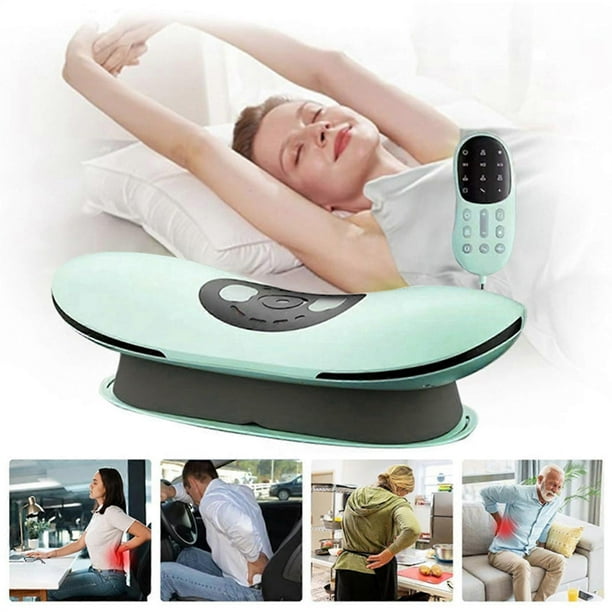 Electric EMS Heated Lumbar Traction Device, Vibrating Lumbar Support Back Stretcher Massager for Pain Relief & Relaxtion
