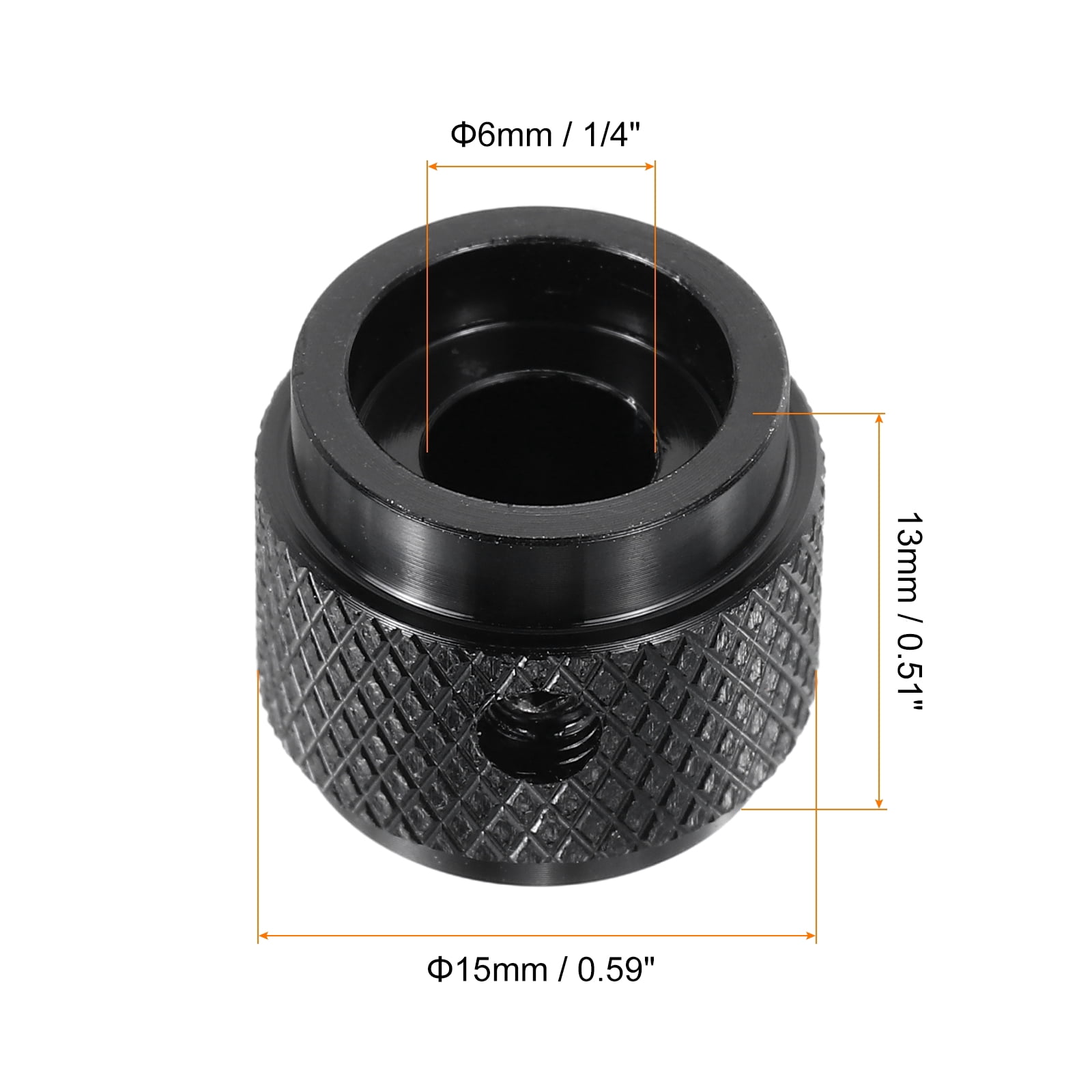 Uxcell 8 Pcs Aluminium Potentiometer Knobs, 1/4"(6mm) IDx5/8"(15mm) ODx1/2"(13mm) Height Universal Volume Tone Control Knobs for Guitar, Bass, Arrow Indicator, Black