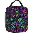 thumbnail image 2 of Psychedelic Magic Mushrooms Colorful Hippie Boho Insulated Lunch Bag Portable Lunch Box Reusable Totes For Women Men, 2 of 6