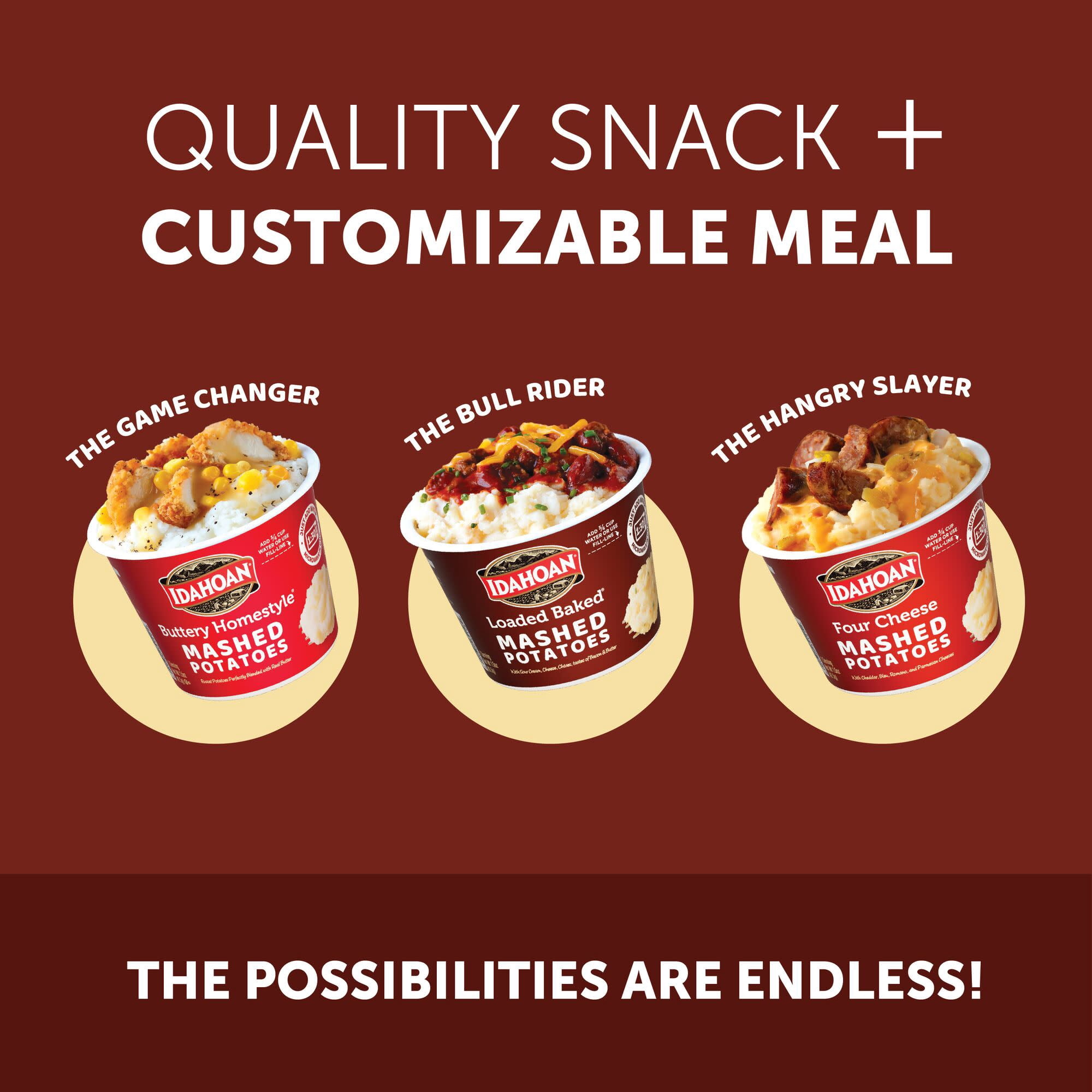 (3 pack) Idahoan Loaded Baked Mashed Potatoes, 1.5 oz Cup (Pack of 4)