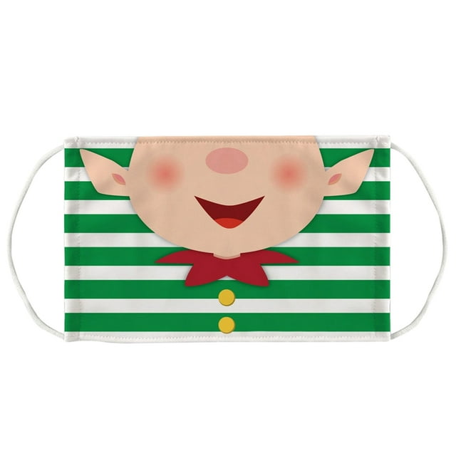 Transemion Christmas Themed Dust Mask Breathable Polyester Printing Face Mask with Elastic Ear Rope Type 4 Pattern 2 1Set
