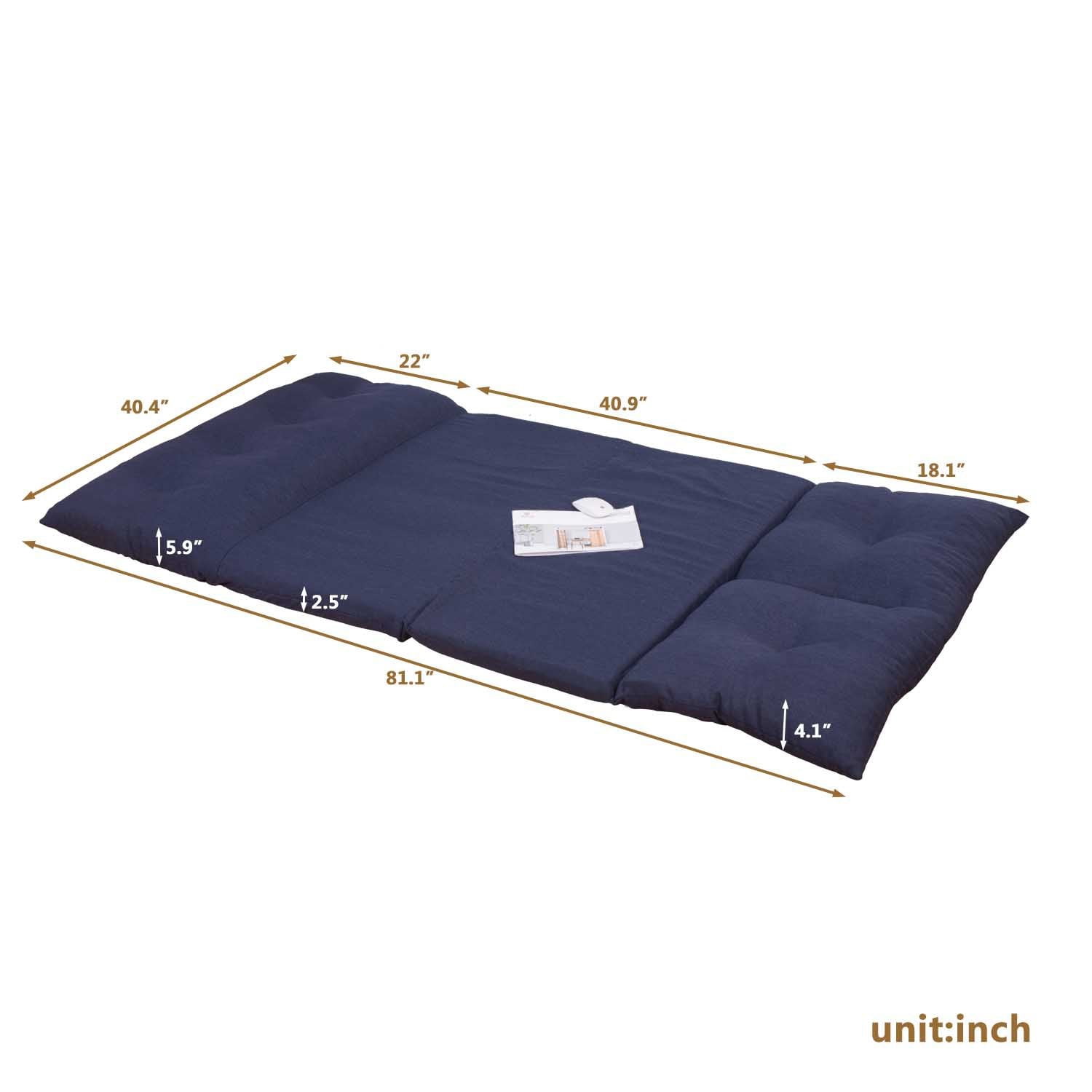 Kepooman Adjustable Folding Fabric Lounge Sofa Bed for Living Room Bedroom, L76.78" x W39.37" x H4.3", Navy Blue Kepooman Adjustable Folding Fabric Lounge Sofa Bed for Living Room Bedroom, L76.78" x W39.37" x H4.3", Navy Blue