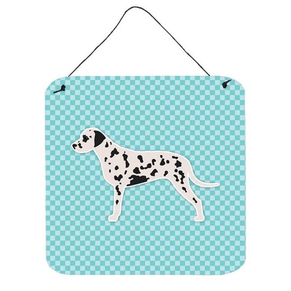 Dalmatian Checkerboard Blue Wall or Door Hanging Prints