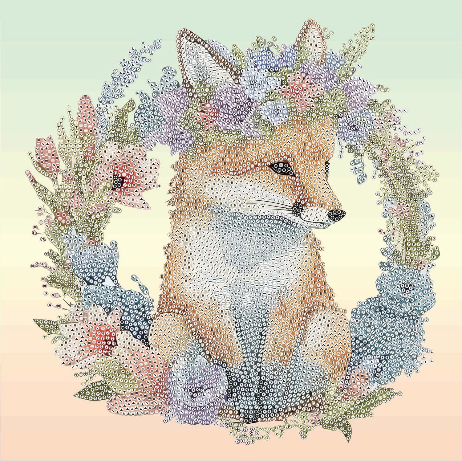 DIAMOND DOTZ® Floral Garland Fox Special Edition Diamond Painting Kit, Design Size: 11 x 11 inches