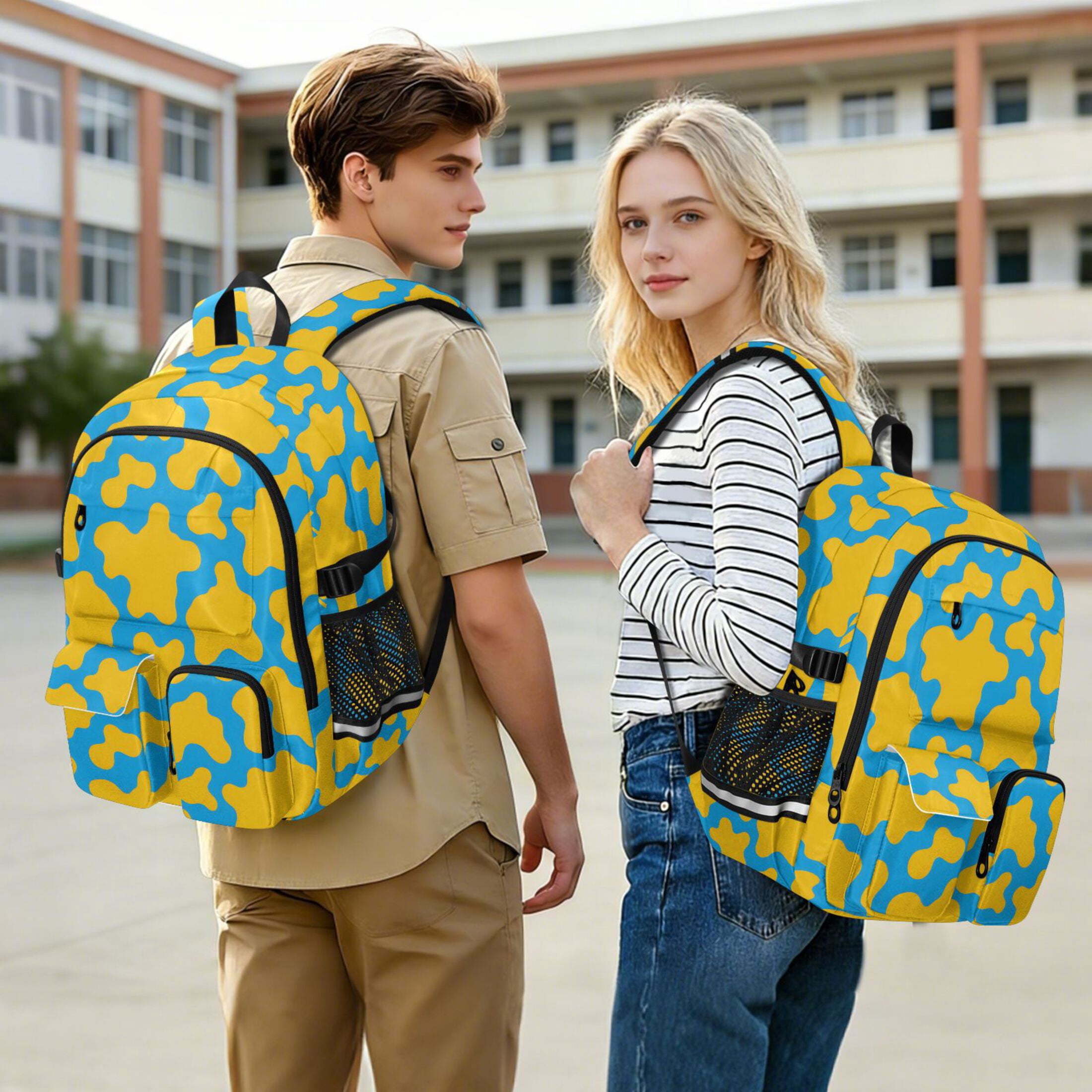 ALAZA Cow Print Student Backpack School Bookbag Large Laptop Daypack Travel Bag