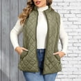 thumbnail image 2 of Plus Size Vest for Women Baeitkot Lightweight Quilted Zip Front Sleeveless Jacket with Pockets Casual Streetwear Army Green XL, 2 of 8