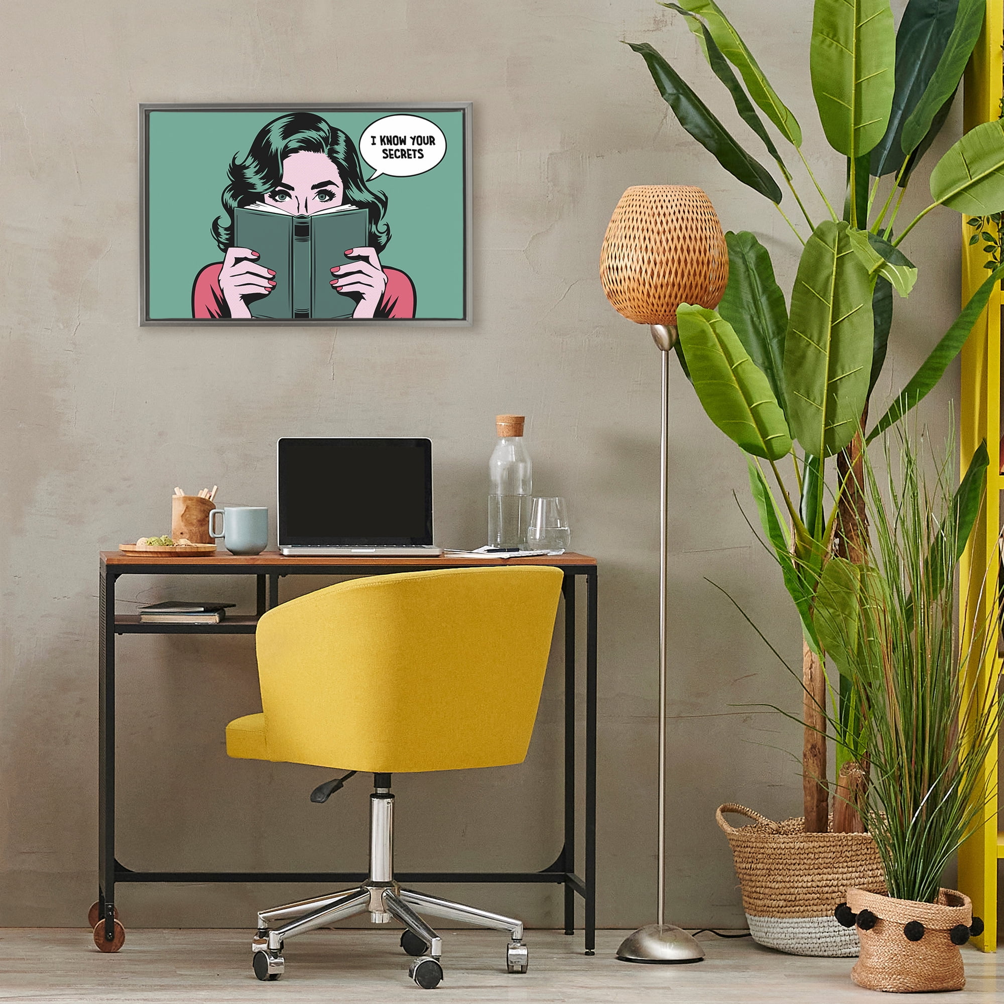 Stupell Industries Know Your Secrets Gray Framed Floater Canvas Wall Art, design by Andreas Magnusson
