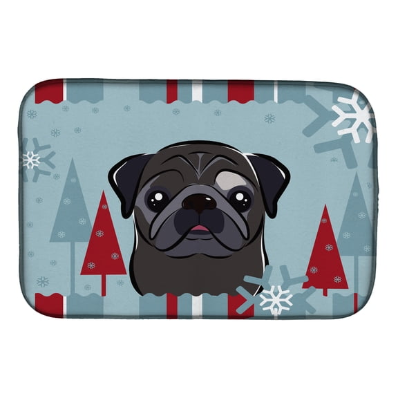Carolines Treasures BB1759DDM Winter Holiday Black Pug Dish Drying Mat