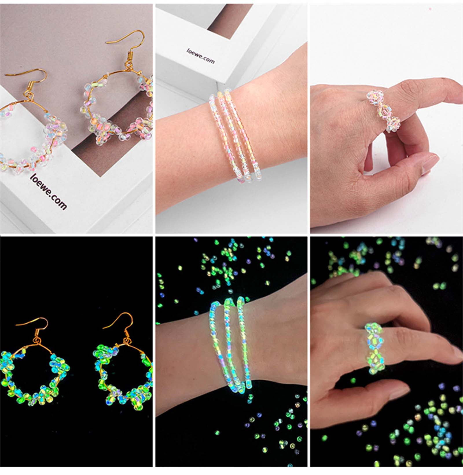 tegongse 660x Cylindrical Beads Hair Beads Glow in The Dark Acrylic Luminous Bead for Making Bracelet Necklace Ring Earring Craft