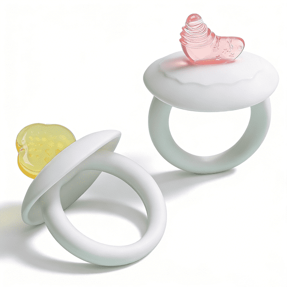 Smasener 2 Pcs Baby Teething Toys for Babies and Toddlers 6-12 Months Easy to Grip Easy to Clean Eases Teething Discomfort Soothes Sore Gums, Baby Pacifier Teething Toys
