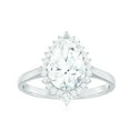 thumbnail image 4 of Rosec Jewels Certified Cubic Zirconia Pear Shaped Engagement Ring with Halo - 7X9 mm - AAAA Quality - With Jewelry Box, 10K White Gold, US 5.50, 4 of 9