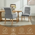 thumbnail image 6 of Fabric Upholstered Dining Chair with Arms, Tufted High Back Accent Coffee Armchair for Kitchen Dining Room Living Room, Light Grey, 6 of 10