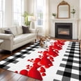 thumbnail image 2 of Large Area Rugs for Living Room Bedroom, Valentine's Day 5'x8' Rug Washable Carpet Runner Indoor Outdoor, Red Loves Romantic Black White Plaid Non Slip Floor Mats Rug for Kitchen, Bathroom, 2 of 8