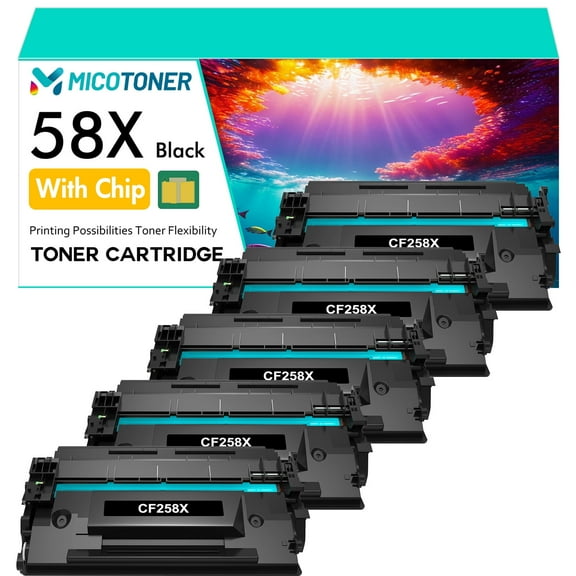 58A 58X Toner Cartridges with Chip Compatible for HP 58A 58X CF258A CF258X LaserJet Pro M404n M404dn M428fdw M428fdn M404 M404dw M428 M428dw M406 M430 M304 Printer Ink | 5 * Black