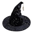 thumbnail image 2 of WCJM Halloween Pointed Witch Hat Ruffled Lace Trim Wide Brim Cap Soft Velvet Gothic Dress Up Hat for Women Masquerade Party Accessory, 2 of 3