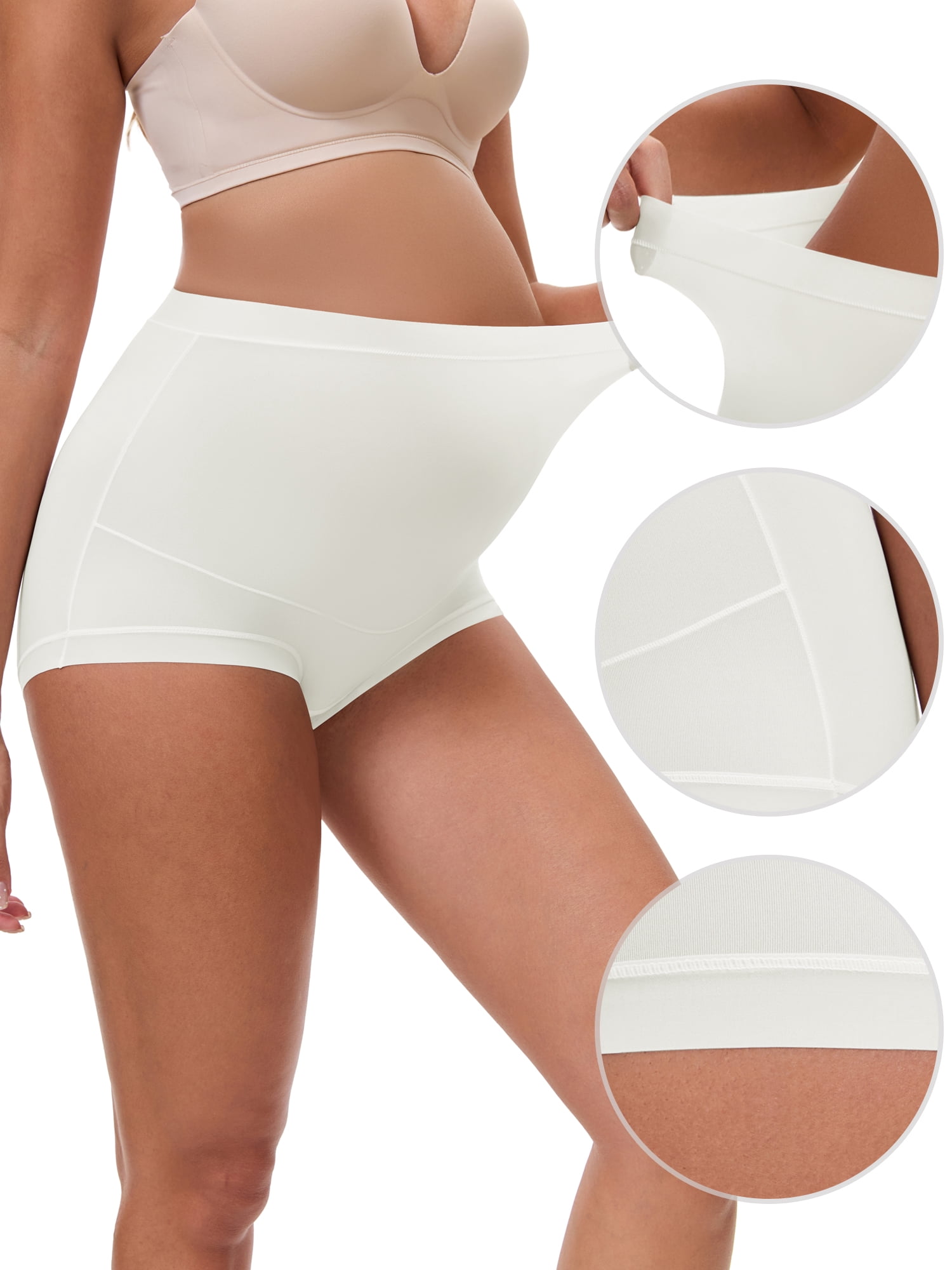 DARING DIVA Women's Plus Full Coverage High Waisted Ice Silk Underwear L White