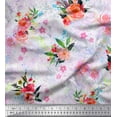 thumbnail image 1 of Soimoi Tissu Popeline de Coton Imprimé Feuilles & Roses au Mètre 42 Pouces de Large, 1 of 3