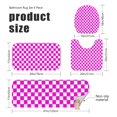thumbnail image 3 of Pink and White Checkered Pattern Bathroom Rug Set 4 Piece,Includes Contour,Lid Cover,Bath Mat,Non-Slip Extra Soft Absorbent Washable, 3 of 5