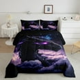 thumbnail image 2 of Dragon Comforter Set,Purple Eyes Animals Cloud Bedding Set Teens Modern Decor,Mysterious Western Animals Comforter with 1 Pillowcase for All Seasons,Twin, 2 of 6