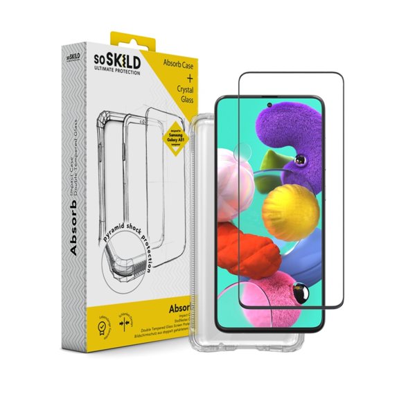 SOSKILD Mobile Case Absorb 2.0 Impact Case for Samsung Galaxy A51 with Screen Protector - Transparent