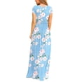 thumbnail image 2 of Mengpipi Women Maxi Dresses Short Sleeve Long Loose with Pockets, Floral light blue-M(US 4-6), 2 of 3
