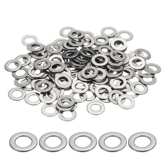 M4 Flat Washer for Screw, 200Pcs 304 Stainless Steel Washers 4MM ID x 8MM OD x 0.5MM Thick(Silver Tone)
