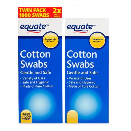 (2 Pack) Equate Cotton Swabs, 1000 count (Best Makeup Brand For Everyday Use)