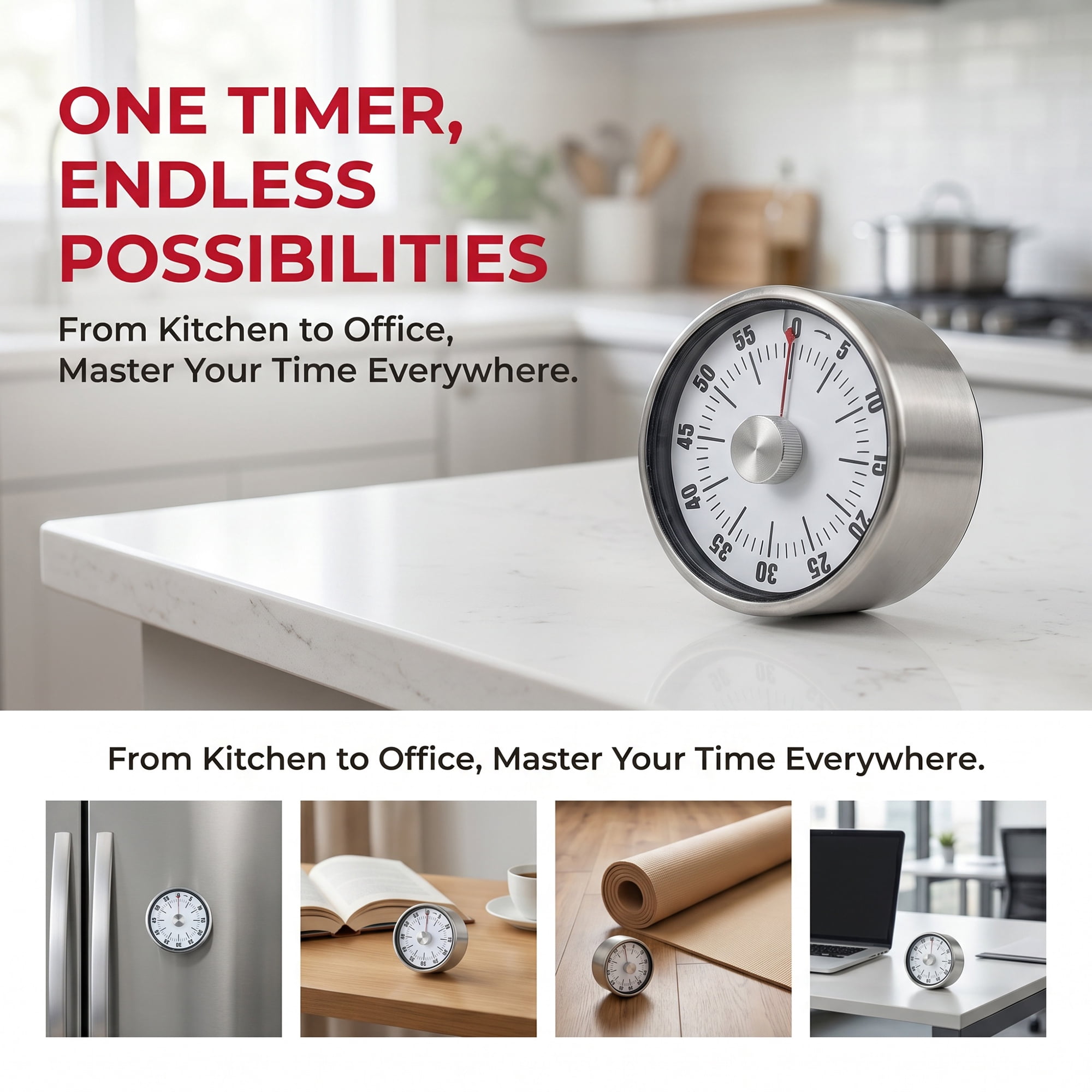 Unique Bargains Loud Alarm Magnetic Backing Timer for Cooking and Exercise White-A