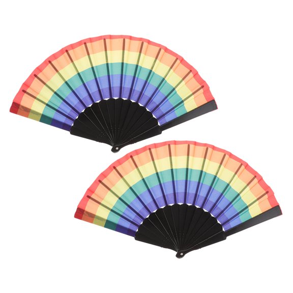 Masteelf 2pcs Large Folding Hand Fan Plastic Cloth Folding Hand Fan Festival Hand Fan Dance Fan