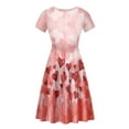thumbnail image 3 of FKELYI Size M Short Sleeve Dress Breathable Heart Balloon Short Sleeve Dresses for Women Polyester Twirl Swing Dresses for Valentine's Day, 3 of 5