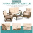 thumbnail image 3 of Meetwarm 4 Stainless Steel All-weather Outdoor Conversation Sets with Chairs and Table, Brown/Beige, 3 of 7