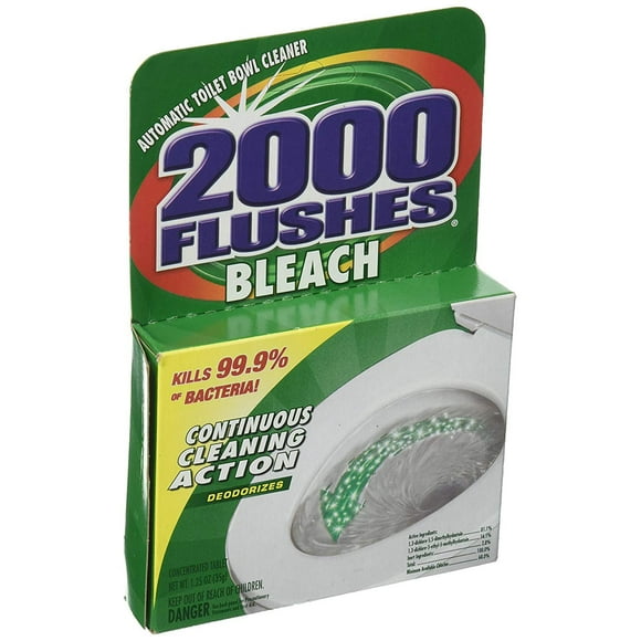 2000 Flushes Nettoyant pour Cuvette de Toilette au Chlore Action de Nettoyage Continu avec Javel