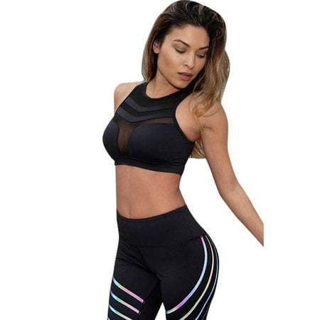 Womens Sports Bras Sport Yoga Bra Workout Tank Tops Stretch Seamless Fitness Padded Black Yoga Tops for Women L