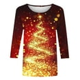 thumbnail image 6 of Weiqiqre Women's Tops 3/4 Length Sleeve Crew Neck Blouses Dressy Casual Summer T Shirts Loose Fit Chirstmas Clothes, 6 of 6
