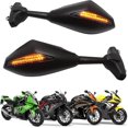 thumbnail image 1 of Black Motorcycle Turn Signal Rearview Mirror With Led Arrow Indicator For Cbr Gsxr Yzf(matte Black+smoke Lens) 1y, 1 of 5