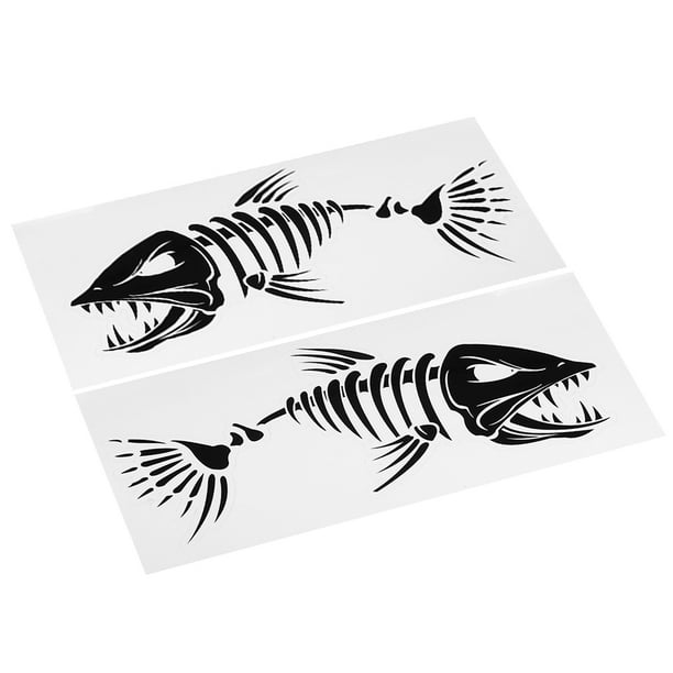 2 Pieces Fish Mouth Stickers Skeleton Fish Stickers Fishing Boat Canoe  Kayak Graphics Accessories 