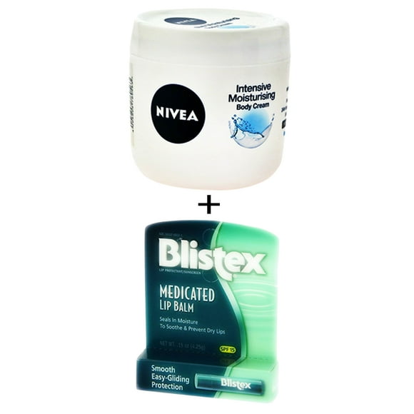 Blistex Baume à Lèvres Médicamenteux & Nivea Crème pour le Corps Hydratation Intensive - 400Ml