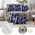 thumbnail image 6 of Blue Stripe Outdoor Waterproof Pillow Covers, Ombre Grey Moire Geometric Modern Abstract Decorative Square Throw Pillowcase Sofa Cushion Sham for Patio/Couch/Chair, 24"x24" 2 Pack, 6 of 8