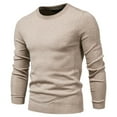 thumbnail image 5 of Mens Crew Neck Sweatshirt Knitted Sweater Lightweight Long Sleeve Pullover Athletic Lounge Top Pullover Sweatshirts Fall Sweaters Casual Slim Regular Fit, Khaki (Medium), 5 of 5